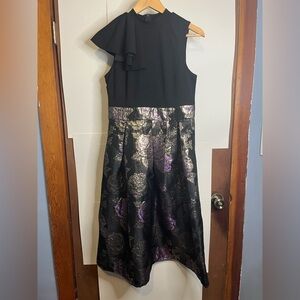 NWT JJs House Women’s Sz M Black Top & Jacquard Skirt Cocktail Dress w/ Ruffle